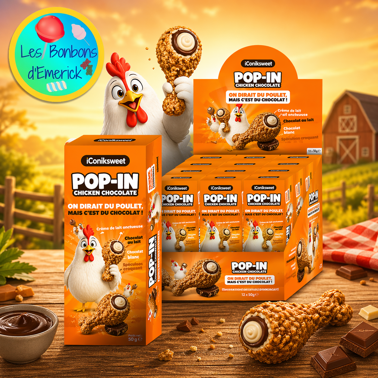 Pop-In Chicken au chocolat 50g - (à l'unité)