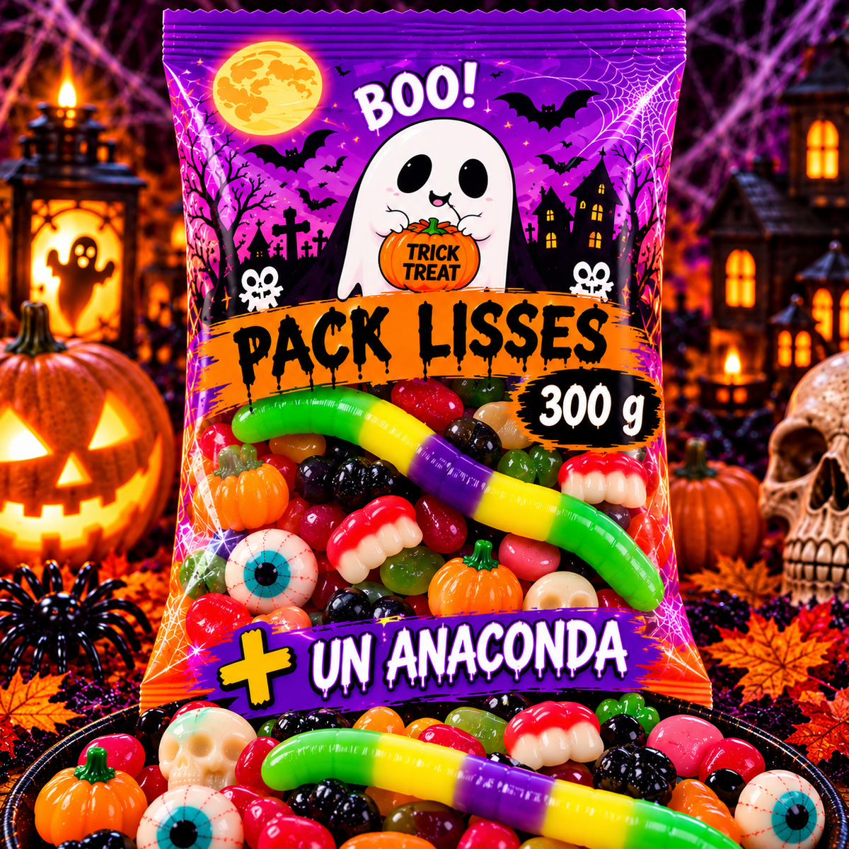 🎃 Pack Halloween Lisses – 300 g + 1 Anaconda