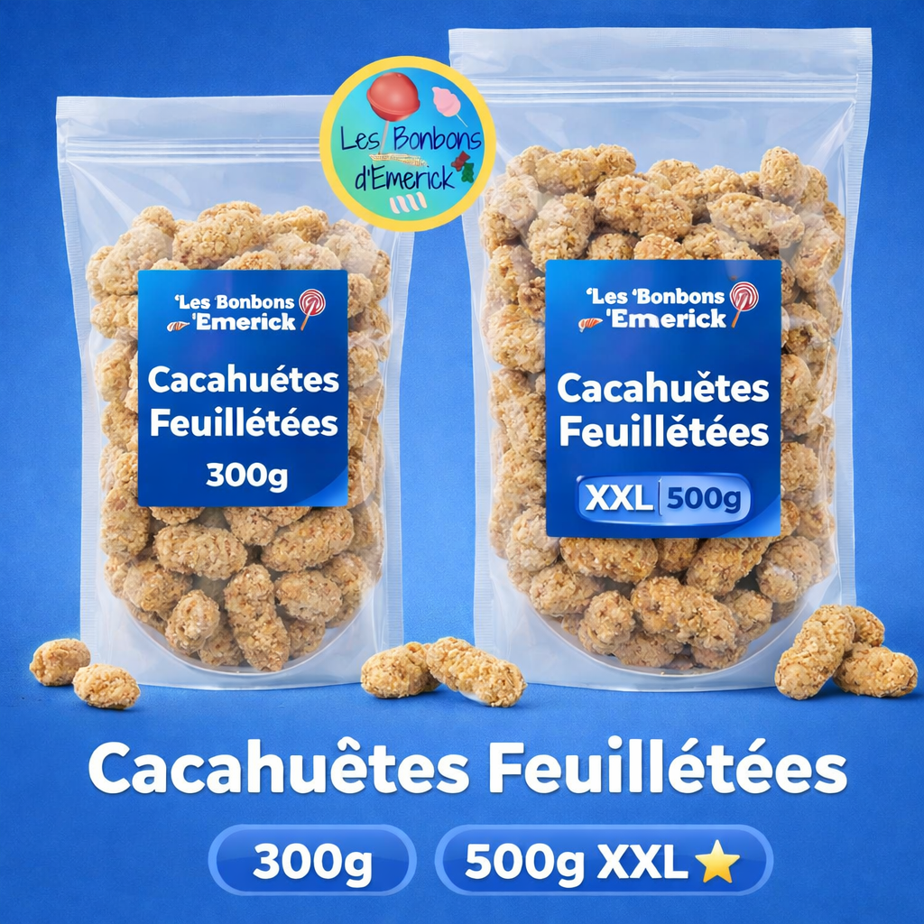Cacahuètes Feuilletées XXL 🥜 - Snack croustillant – Format 300g & 500g