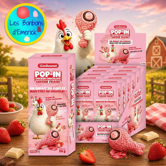 Pop-In Chicken Chocolate – Saveur Fraise 50g - (à l'unité)