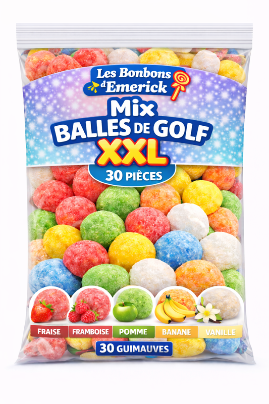🍡 Pack Guimauves Balles de Golf XXL – 30 pièces