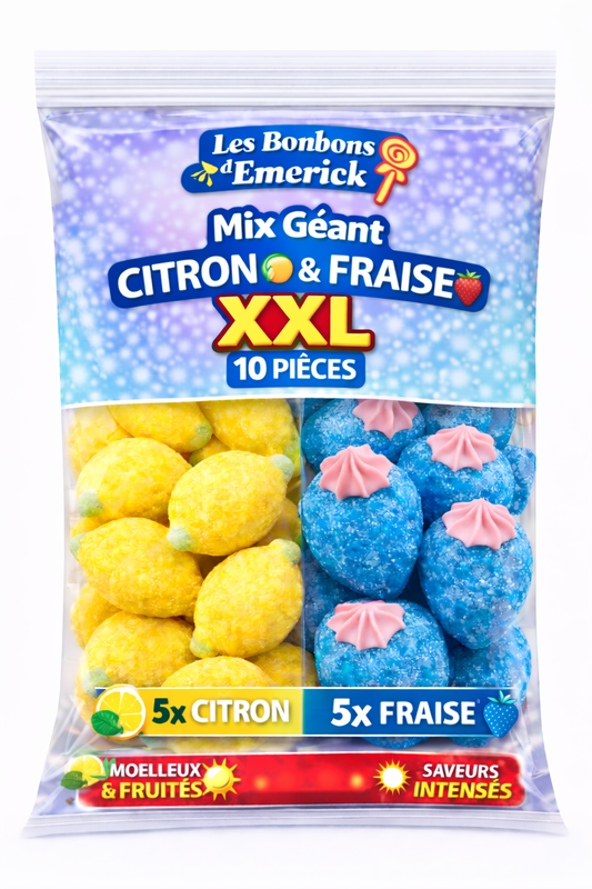 🔥 Pack Géant Citron 🍋 & Fraise 🍓 – 10 pièces