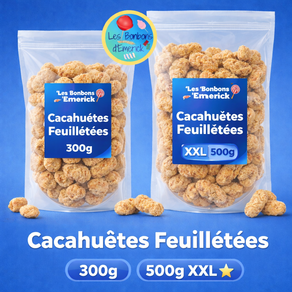 Cacahuètes Feuilletées XXL 🥜 - Snack croustillant – Format 300g & 500g