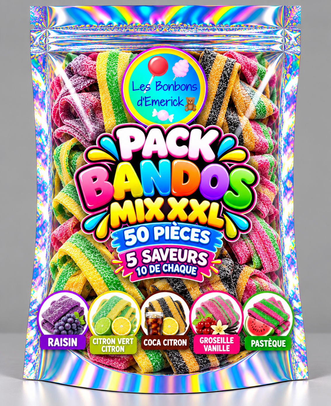 Pack Bandos Mix XXL – 50 pièces | 5 saveurs