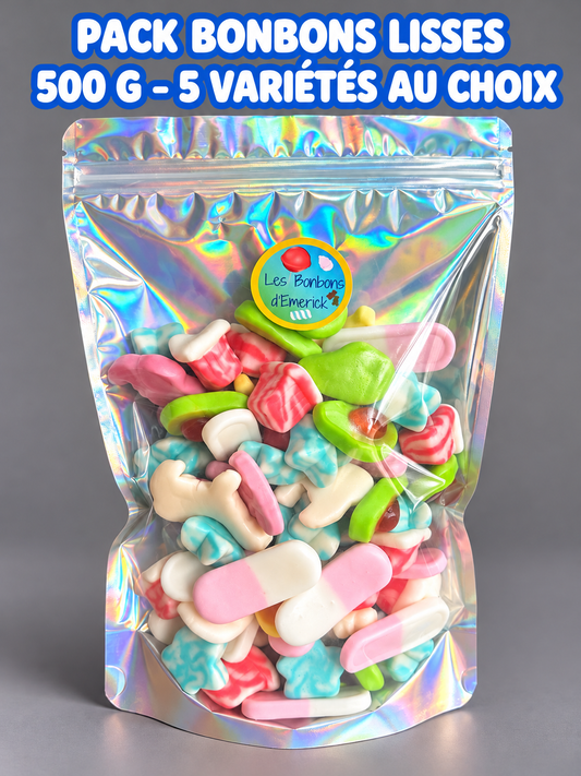 PACK BONBONS LISSES 500 G – 5 VARIÉTÉS AU CHOIX